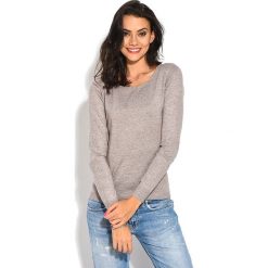 Sweter w kolorze szarobrązowym. Szare swetry damskie William de Faye, bez wzorów, z kaszmiru, bez rękawów, bez kaptura. W wyprzedaży za 109,95 zł.