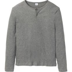 Shirt w prążek, długi rękaw bonprix szary melanż. Szare koszulki męskie bonprix, s, bez wzorów, bez kołnierzyka, z długim rękawem, długie. Za 49,99 zł.