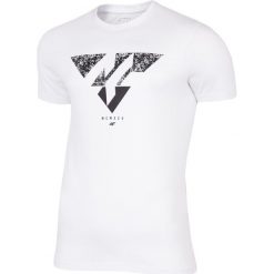 T-shirt męski TSM201 - biały. Białe koszulki męskie marki 4f, m, bez wzorów, bez kołnierzyka. Za 59,99 zł.
