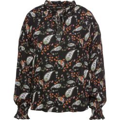 Bluzka z wiązanym troczkiem bonprix czarny "paisley". Czarne koszulki damskie marki bonprix, bez wzorów, bez kołnierzyka, bez rękawów. Za 99,99 zł.