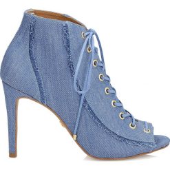Czółenka: Niebieskie czółenka peep toe