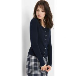Sweter z kontrastową lamówką. Niebieskie kardigany damskie Orsay, s, z wiskozy. Za 79,99 zł.