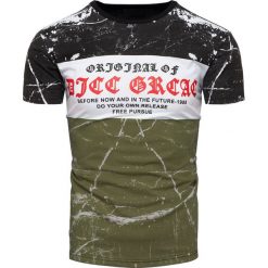 Koszulka męska t-shirt z nadrukiem zielony Recea. Zielone koszulki męskie Recea, s, z nadrukiem, z bawełny, klasyczne, bez kołnierzyka. Za 29,99 zł.