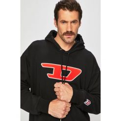 Diesel - Bluza. Czarne bluzy męskie Diesel, s, z aplikacjami, z bawełny, z kapturem. W wyprzedaży za 499,90 zł.