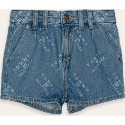 Tommy Hilfiger - Szorty dziecięce 128-176 cm. Niebieskie spodenki dziewczęce TOMMY HILFIGER, bez wzorów, z bawełny, casualowe. W wyprzedaży za 199,90 zł.