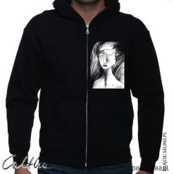 Szkic - bluza rozpinana unisex. Czarne bluzy damskie Pakamera, m, z kapturem. Za 149,00 zł.