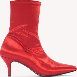 Botki damskie lity: NA-KD Shoes Satynowe botki z miękką cholewką - Red