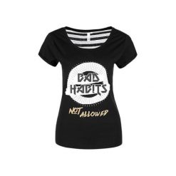 S.Oliver T-Shirt Damski Xs Czarny. Czarne koszulki damskie marki S.Oliver, s, w paski, klasyczne, z klasycznym kołnierzykiem. W wyprzedaży za 70,00 zł.