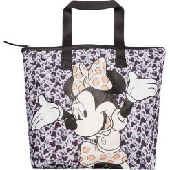 Shopper bag damskie: Shopper bag „Disney” w kolorze czarno-biało-fioletowym – 50 x 57 x 14 cm