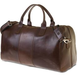 GERONE Koniakowa męska torba ze skóry Podróżna smooth leather. Brązowe torby podróżne marki Brødrene, ze skóry, duże. Za 699,00 zł.