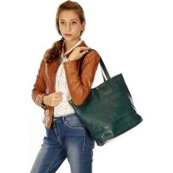 Shopper bag damskie: MELANIA Skórzana Torebka włoska shopper zielona