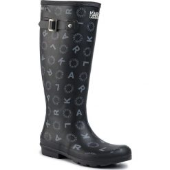 Kalosze KARL LAGERFELD - KL47081 Black Rubber/Lt Grey. Czarne kalosze damskie KARL LAGERFELD, na imprezę, z tworzywa sztucznego, klasyczne, bez obcasa, bez zapięcia. W wyprzedaży za 339,00 zł.