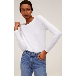 Mango - Longsleeve Riboman. Pomarańczowe bluzki damskie Mango, s, bez wzorów, z elastanu, z okrągłym kołnierzem. Za 49,90 zł.