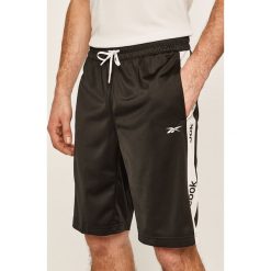 Reebok - Szorty. Czarne spodenki sportowe męskie Reebok, s, z nadrukiem, z poliesteru, sportowe. Za 139,90 zł.