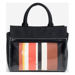 Parfois - Torebka. Szare shopper bag damskie Parfois, w paski, z materiału, do ręki, średnie. Za 139,90 zł.