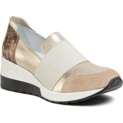 Sneakersy SIMEN - 2826A Złoty Boa. Żółte półbuty damskie Simen, na co dzień, bez wzorów, ze skóry, bez obcasa, na koturnie, bez zapięcia. Za 329,00 zł.