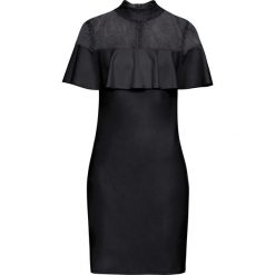 Sukienka z koronkową wstawką bonprix czarny. Czarne sukienki damskie bonprix, bez wzorów, z koronki, eleganckie, bez kołnierzyka, bez rękawów. Za 79,99 zł.
