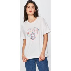 Desigual Sport - Top. Białe topy damskie marki Desigual Sport, s, z nadrukiem, z bawełny, z okrągłym kołnierzem. Za 179,90 zł.