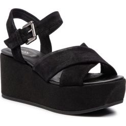 Sandały GEOX - D Zerfie B D92CEB 00022 C9999 Black. Czarne klapki damskie Geox, bez wzorów, z zamszu, bez obcasa, na obcasie. W wyprzedaży za 249,00 zł.