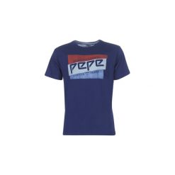 T-shirty z krótkim rękawem Pepe jeans DOMINIK. Niebieskie t-shirty męskie Pepe Jeans, s, bez wzorów, z jeansu, bez kołnierzyka, krótkie. Za 129,00 zł.