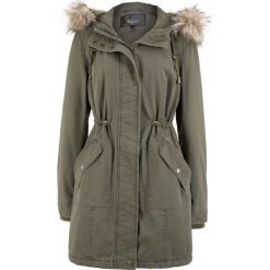Parka bawełniana ze sztucznym futerkiem bonprix ciemnooliwkowy. Zielone parki damskie bonprix, z bawełny. Za 239,99 zł.