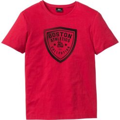 T-shirt z nadrukiem bonprix czerwony. Czerwone t-shirty męskie bonprix, s, z nadrukiem, sportowe, bez kołnierzyka. Za 24,99 zł.