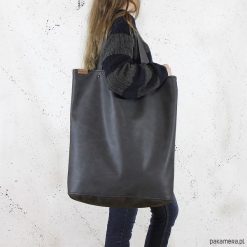 Mega shopper torba grafitowa na zamek. Szare shopper bag damskie Pakamera. Za 170,00 zł.