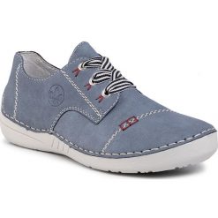 Półbuty RIEKER - 52520-14 Jeans. Niebieskie półbuty damskie Rieker, z jeansu. Za 239,99 zł.