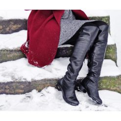 Kozaki za kolano - skóra naturalna - model 128 - kolor czarny. Czarne kozaki damskie Zapato, na co dzień, na zimę, z jeansu, eleganckie, przed kolano, na wysokim obcasie, na obcasie, bez zapięcia. W wyprzedaży za 262,50 zł.