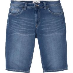 Bermudy dresowe w optyce dżinsu Regular Fit bonprix niebieski "bleached”. Niebieskie spodenki i szorty męskie bonprix, m, bez wzorów, z dzianiny. Za 99,99 zł.