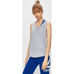 Reebok - Top. Szare topy damskie Reebok, s, bez wzorów, z poliesteru, z okrągłym kołnierzem. W wyprzedaży za 69,90 zł.