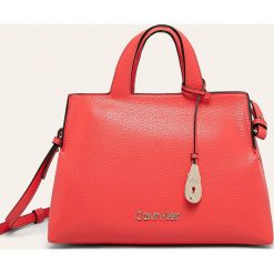 Calvin Klein - Torebka. Pomarańczowe torby damskie na zakupy Calvin Klein, w paski, ze skóry ekologicznej, bez dodatków. Za 699,90 zł.