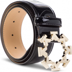 Pasek Damski KAZAR - 34380-L0-00 Black. Czarne paski damskie Kazar, w paski, z lakierowanej skóry. Za 199,00 zł.