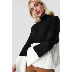 Trendyol Sweter z golfem - Black,White. Szare golfy damskie marki Vila, l, z bawełny, z okrągłym kołnierzem. Za 121,95 zł.