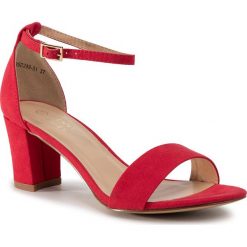 Sandały JENNY FAIRY - WSD289-01 Red. Czerwone klapki damskie Jenny Fairy, bez wzorów, ze skóry ekologicznej, bez obcasa, na obcasie. Za 79,99 zł.