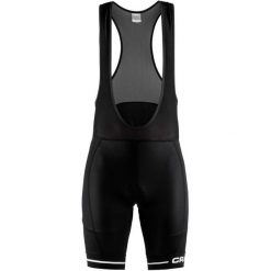 Craft Spodenki Rowerowe Męskie Rise Bib, Czarno-Biały M. Czarne spodenki sportowe męskie Craft, s, bez wzorów, z materiału, klasyczne, na fitness i siłownię. W wyprzedaży za 199,00 zł.