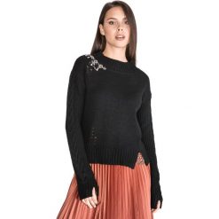 TWINSET Sweter Czarny. Czarne bluzy damskie Twinset, s, z aplikacjami, z wełny, bez rękawów, bez kaptura. Za 735,95 zł.