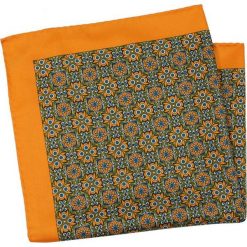 Pomarańczowo-Zielona Poszetka Męska -CHATTIER- Geometryczny Wzór POSZCH0364. Żółte poszetki męskie Chattier, bez wzorów, z materiału, eleganckie. Za 27,00 zł.