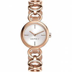 Zegarek kwarcowy "Arya" w kolorze srebrno-różowozłotym. Żółte, analogowe zegarki damskie Esprit Watches, ze stali. W wyprzedaży za 272,95 zł.