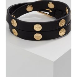 Bransoletki damskie na nogę: Tory Burch DOUBLE WRAP LOGO STUD BRACELET Bransoletka black / goldcoloured