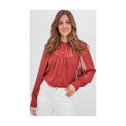 Bluzka damska. Szare bluzki damskie Promod, na co dzień, bez wzorów, z tkaniny, eleganckie, z koszulowym kołnierzykiem, z długim rękawem. Za 169,90 zł.