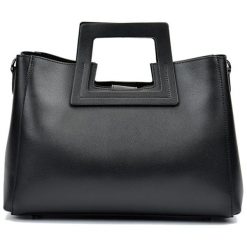 Torebki klasyczne damskie: Skórzana torebka w kolorze czarnym – (S)36 x (W)27 x (G)12 cm