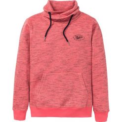 Bluza z szalowym kołnierzem bonprix jasnoczerwony melanż. Czerwone bluzy męskie marki bonprix, s, bez wzorów, bez kołnierzyka, bez rękawów, bez kaptura. Za 79,99 zł.