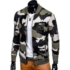 SWETER MĘSKI ROZPINANY E125 - KHAKI/MORO. Brązowe kardigany damskie marki Inny, s, moro. Za 49,00 zł.