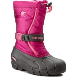 Śniegowce SOREL - Youth Flurry NY1885 Deep Blush/Tropic Pink 684. Różowe śniegowce dziewczęce Sorel, bez zapięcia. W wyprzedaży za 189,00 zł.