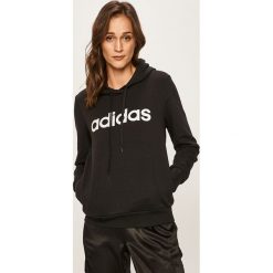 Adidas - Bluza. Czarne bluzy damskie Adidas, s, z nadrukiem, z bawełny, bez rękawów, z kapturem. Za 179,90 zł.