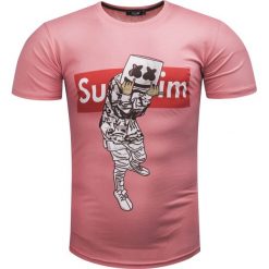 Koszulka męska t-shirt róż Recea. Różowe koszulki męskie Recea, xl, z nadrukiem, z bawełny, bez kołnierzyka, bez rękawów. Za 24,00 zł.