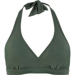 Biustonosz bikini z ramiączkami wiązanymi na szyi bonprix oliwkowy. Stroje kąpielowe damskie bonprix. Za 34,99 zł.