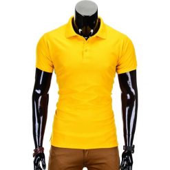 Koszulka męska polo bez nadruku S715 - żółta. Żółte koszulki męskie Ombre Clothing, s, z nadrukiem, z materiału, klasyczne, bez rękawów. Za 19,00 zł.