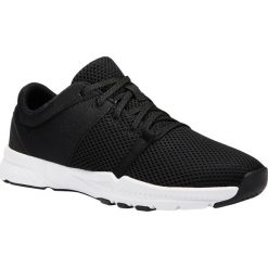 Buty fitness 100 damskie. Czarne buty sportowe damskie DOMYOS, bez wzorów, z poliesteru, na fitness i siłownię. Za 74,99 zł.